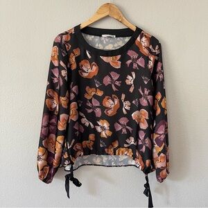 Mira Mia Black/Brown Floral Top Size 40 Fairy Fairycore